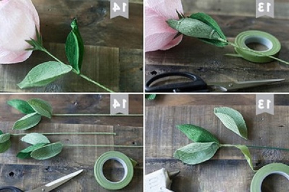 Cách làm lá đào giả bằng giấy nhún